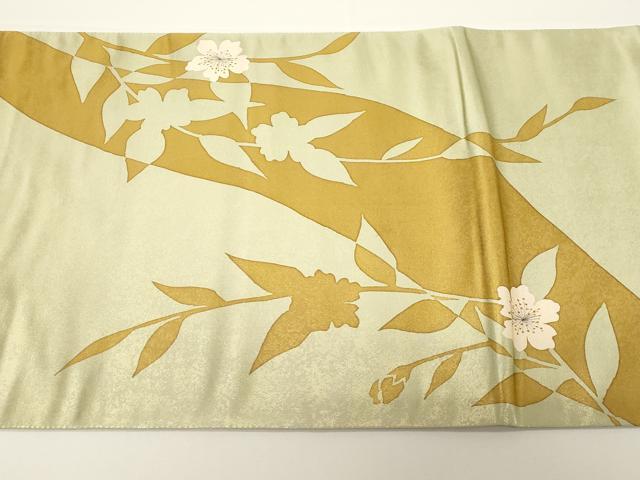 平和屋着物●おかべみつこ　六通柄袋帯　草花文　金糸　引箔　正絹　逸品　CABD4282dy