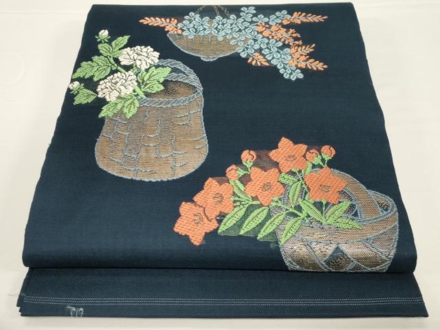 平和屋着物●西陣　川島織物　六通柄　本袋帯　唐織　花籠文　金糸　関西仕立て　正絹　逸品　CABD4284dy