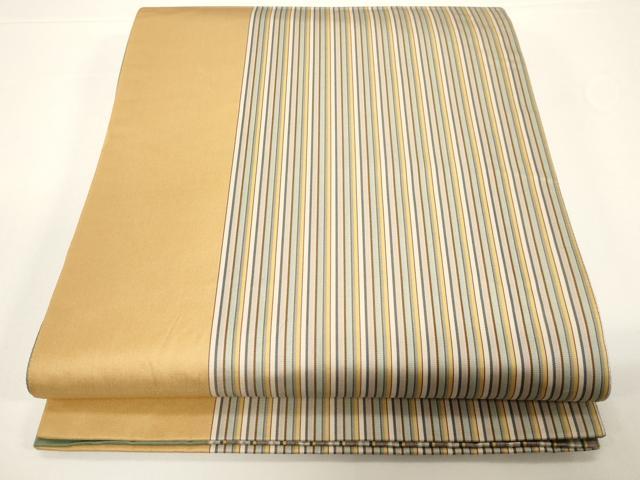 平和屋着物●両面　全通柄袋帯　縞　正絹　逸品　CABD4285dy