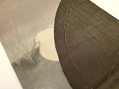 平和屋着物●六通柄袋帯　すくい織　鳥丸文　金糸　正絹　逸品　CABD4286dy