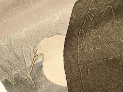 平和屋着物●六通柄袋帯　すくい織　鳥丸文　金糸　正絹　逸品　CABD4286dy