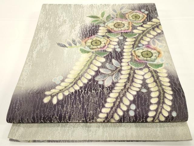 平和屋着物●六通柄袋帯　作家物　辻が花　銀通し地　正絹　逸品　CABD4287dy
