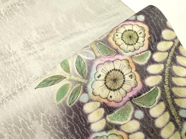 平和屋着物●六通柄袋帯　作家物　辻が花　銀通し地　正絹　逸品　CABD4287dy