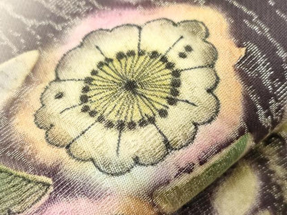 平和屋着物●六通柄袋帯　作家物　辻が花　銀通し地　正絹　逸品　CABD4287dy