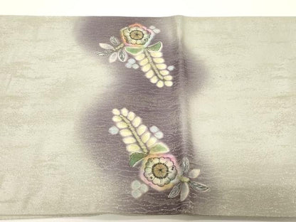 平和屋着物●六通柄袋帯　作家物　辻が花　銀通し地　正絹　逸品　CABD4287dy