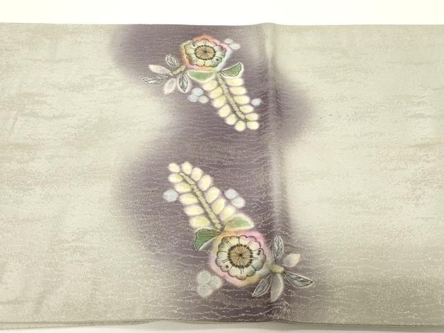 平和屋着物●六通柄袋帯　作家物　辻が花　銀通し地　正絹　逸品　CABD4287dy