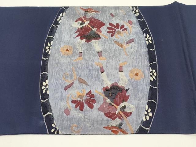平和屋着物●太鼓柄袋帯　すくい織　狩猟丸文　正絹　逸品　CABD4289dy