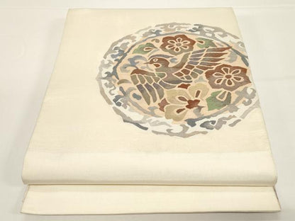 平和屋着物●太鼓柄袋帯　すくい織　花鳥丸文　正絹　逸品　CABD4290dy