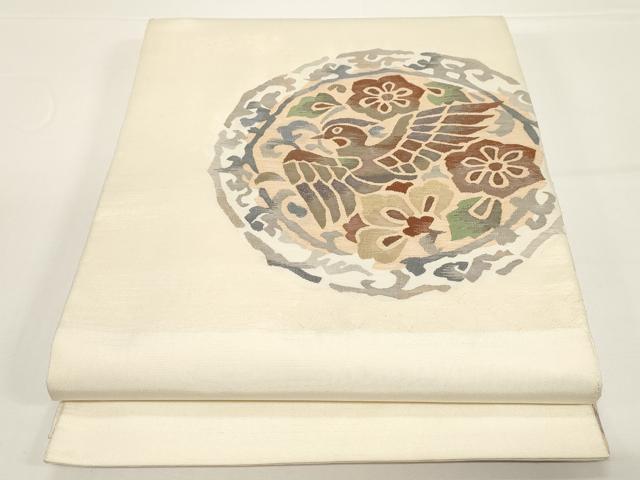 平和屋着物●太鼓柄袋帯　すくい織　花鳥丸文　正絹　逸品　CABD4290dy