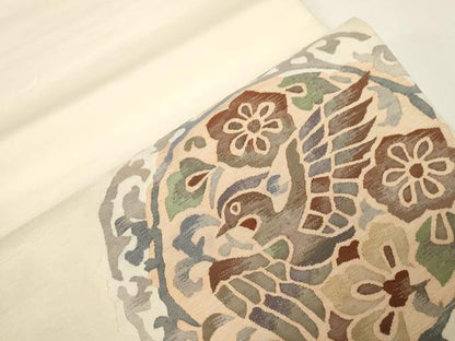 平和屋着物●太鼓柄袋帯　すくい織　花鳥丸文　正絹　逸品　CABD4290dy