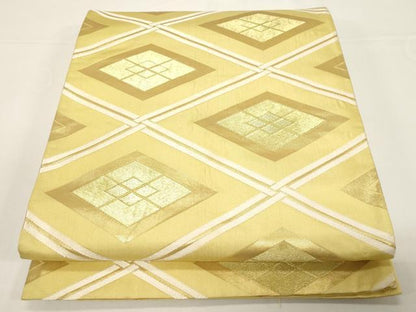 平和屋着物●西陣　白綾苑大庭 　六通柄袋帯　菱文　金糸　正絹　逸品　CABD4291dy