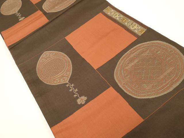 平和屋着物●名門木屋太　今河織物　六通柄袋帯　幾何学花文　正絹　逸品　CABD4292dy