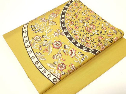 平和屋着物●塩瀬　つけ帯　更紗花文　金彩　正絹　逸品　未使用　CABD4302dy