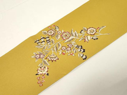 平和屋着物●塩瀬　つけ帯　更紗花文　金彩　正絹　逸品　未使用　CABD4302dy