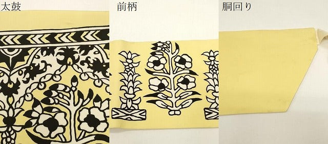 平和屋着物●塩瀬　つけ帯　草花文　正絹　逸品　CABD4305dy