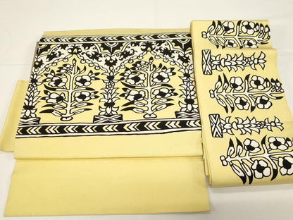平和屋着物●塩瀬　つけ帯　草花文　正絹　逸品　CABD4305dy