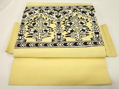 平和屋着物●塩瀬　つけ帯　草花文　正絹　逸品　CABD4305dy