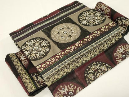 平和屋着物●ワンタッチつけ帯　櫛織　草花丸文　正絹　逸品　CABD4307dy