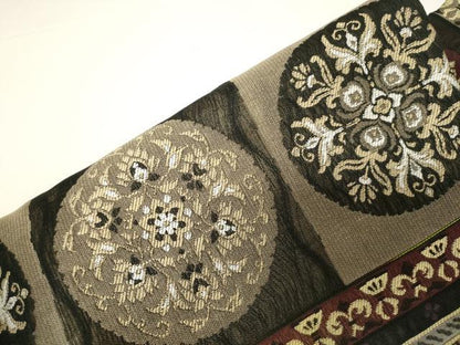平和屋着物●ワンタッチつけ帯　櫛織　草花丸文　正絹　逸品　CABD4307dy