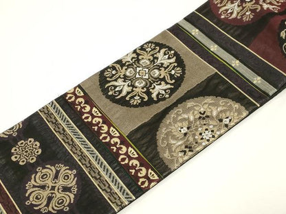 平和屋着物●ワンタッチつけ帯　櫛織　草花丸文　正絹　逸品　CABD4307dy