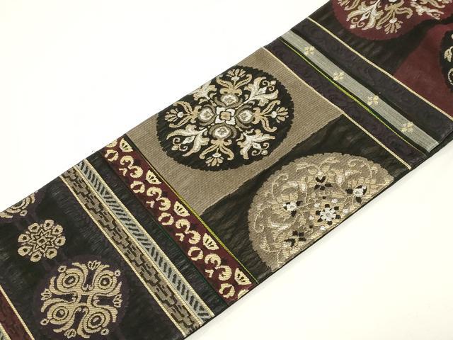 平和屋着物●ワンタッチつけ帯　櫛織　草花丸文　正絹　逸品　CABD4307dy