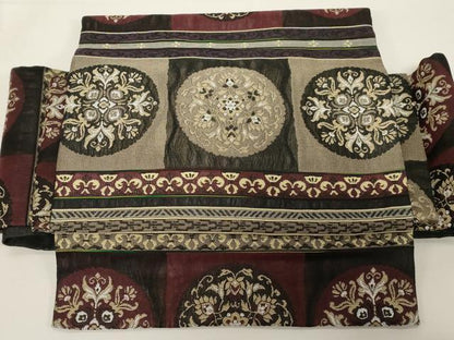 平和屋着物●ワンタッチつけ帯　櫛織　草花丸文　正絹　逸品　CABD4307dy