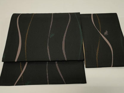 平和屋着物●つけ帯　猫　シルエット　黒地　CABD4308dy