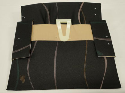 平和屋着物●つけ帯　猫　シルエット　黒地　CABD4308dy