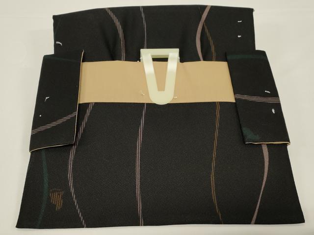 平和屋着物●つけ帯　猫　シルエット　黒地　CABD4308dy