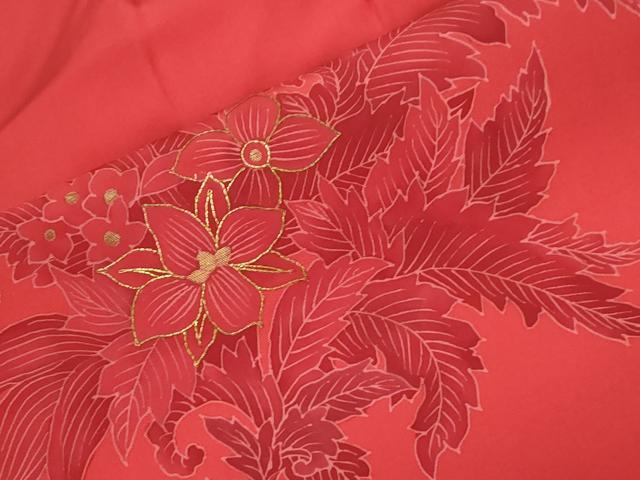 平和屋着物●塩瀬　つけ帯　駒刺繍　草花文　正絹　逸品　CABD4310dy