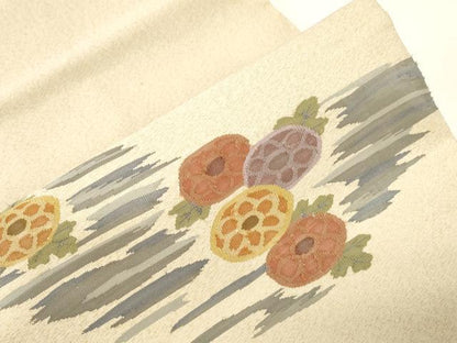 平和屋着物●爪掻き本綴れ　八寸名古屋帯　草花文　金糸　正絹　逸品　CABD4317dy