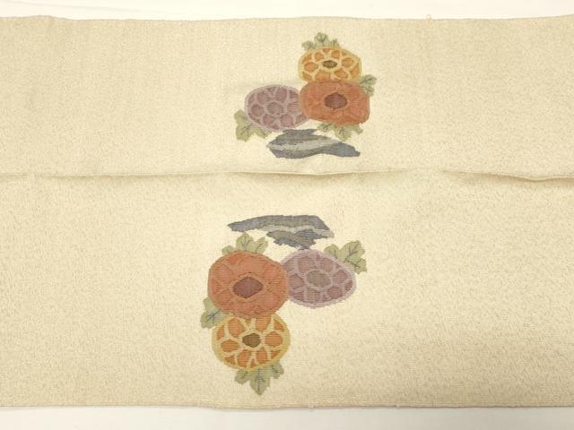 平和屋着物●爪掻き本綴れ　八寸名古屋帯　草花文　金糸　正絹　逸品　CABD4317dy