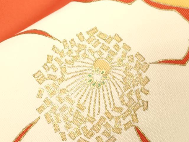 平和屋着物●塩瀬　九寸名古屋帯　けしの花柄　金彩　えり善扱い　たとう紙付き　正絹　逸品　CABD4324dy