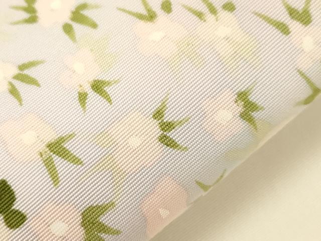 平和屋着物●塩瀬　九寸名古屋帯　手描き　草花文　正絹　逸品　CABD4325dy