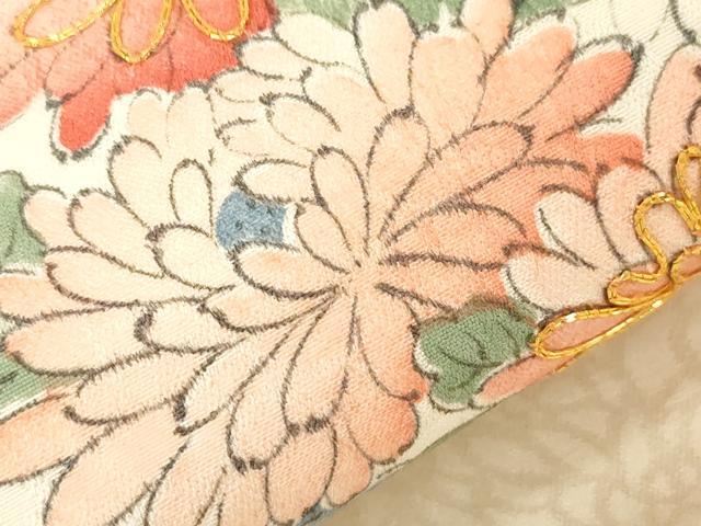 平和屋着物●九寸名古屋帯　駒刺繍　草花丸文　正絹　逸品　CABD4327dy