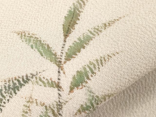 平和屋着物●九寸名古屋帯　手描き　枝木ノ実　金彩　鬼しぼ縮緬　正絹　逸品　CABD4330dy