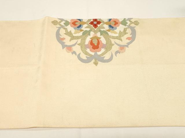 平和屋着物●爪掻き本綴れ　八寸名古屋帯　吉祥花文　金糸　正絹　逸品　CABD4331dy