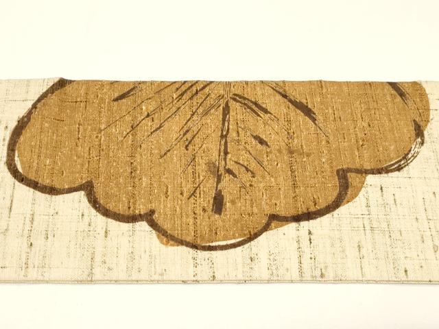 平和屋着物●九寸名古屋帯　紬地　鶴　正絹　逸品　CABD4333dy