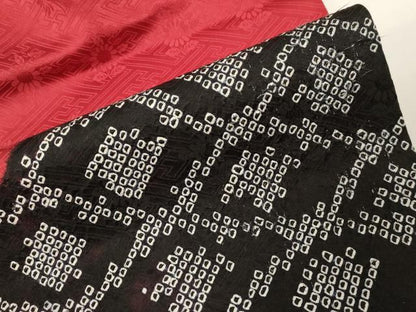 平和屋着物●九寸名古屋帯　総絞り　雲取り文　正絹　逸品　CABD4334dy