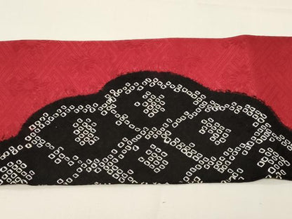 平和屋着物●九寸名古屋帯　総絞り　雲取り文　正絹　逸品　CABD4334dy