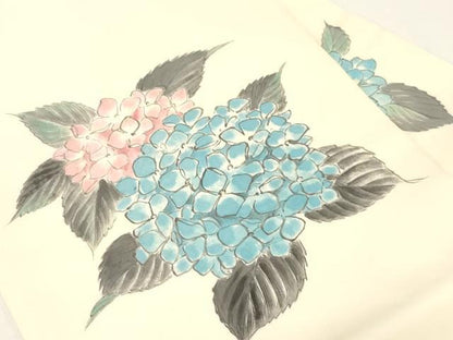 平和屋着物●塩瀬　九寸名古屋帯　作家物　手描き　紫陽花　正絹　逸品　CABD4335dy