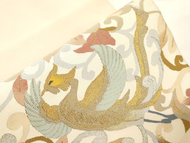 平和屋着物●爪掻き本綴れ　八寸名古屋帯　花鳥文　金銀糸　正絹　逸品　CABD4338dy
