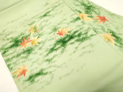 平和屋着物●塩瀬　九寸名古屋帯　楓文　金彩　正絹　逸品　CABD4339dy