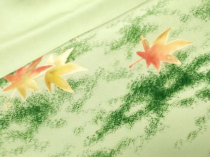 平和屋着物●塩瀬　九寸名古屋帯　楓文　金彩　正絹　逸品　CABD4339dy