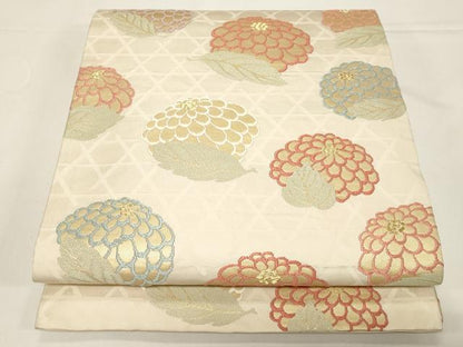 平和屋着物●九寸開き名古屋帯　唐織　草花文　金糸　正絹　逸品　CABD4340dy