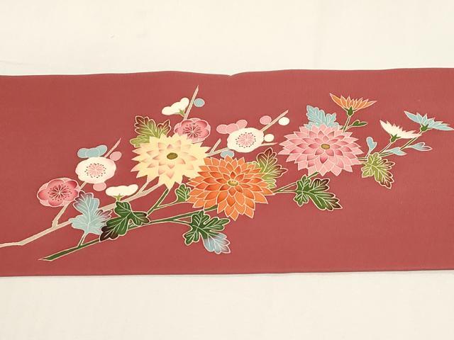 平和屋着物●塩瀬　九寸名古屋帯　友禅　作家物　陶器花文　正絹　逸品　未使用　CABD4345dy