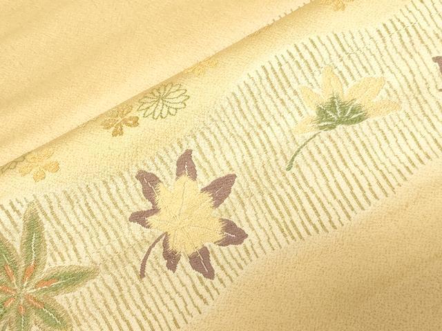 平和屋着物●アンティーク　大正ロマン　九寸名古屋帯　刺繍　舞花文　金糸　正絹　逸品　CABD4346dy