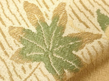 平和屋着物●アンティーク　大正ロマン　九寸名古屋帯　刺繍　舞花文　金糸　正絹　逸品　CABD4346dy
