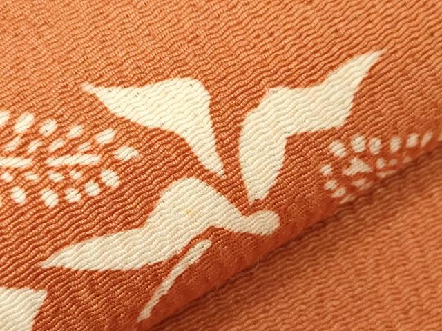 平和屋着物●九寸名古屋帯　型染め　菱花文　鬼しぼ縮緬　三越扱い　正絹　逸品　CABD4347dy