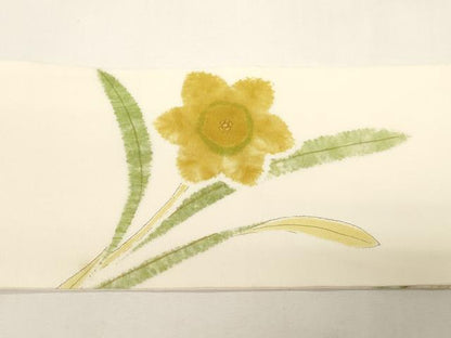 平和屋着物●染色作家　小倉淳史　塩瀬　九寸名古屋帯　絞り　草花文　金彩　正絹　逸品　CABD4349dy
